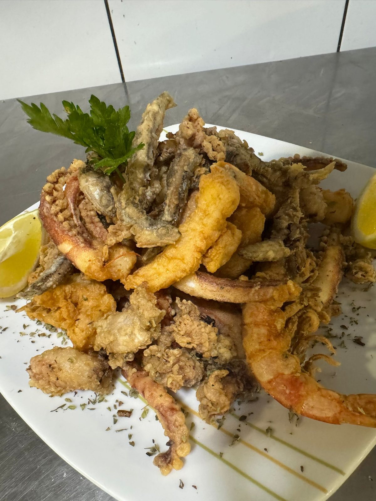 Fritura de calamares y gambas de La Vaquería